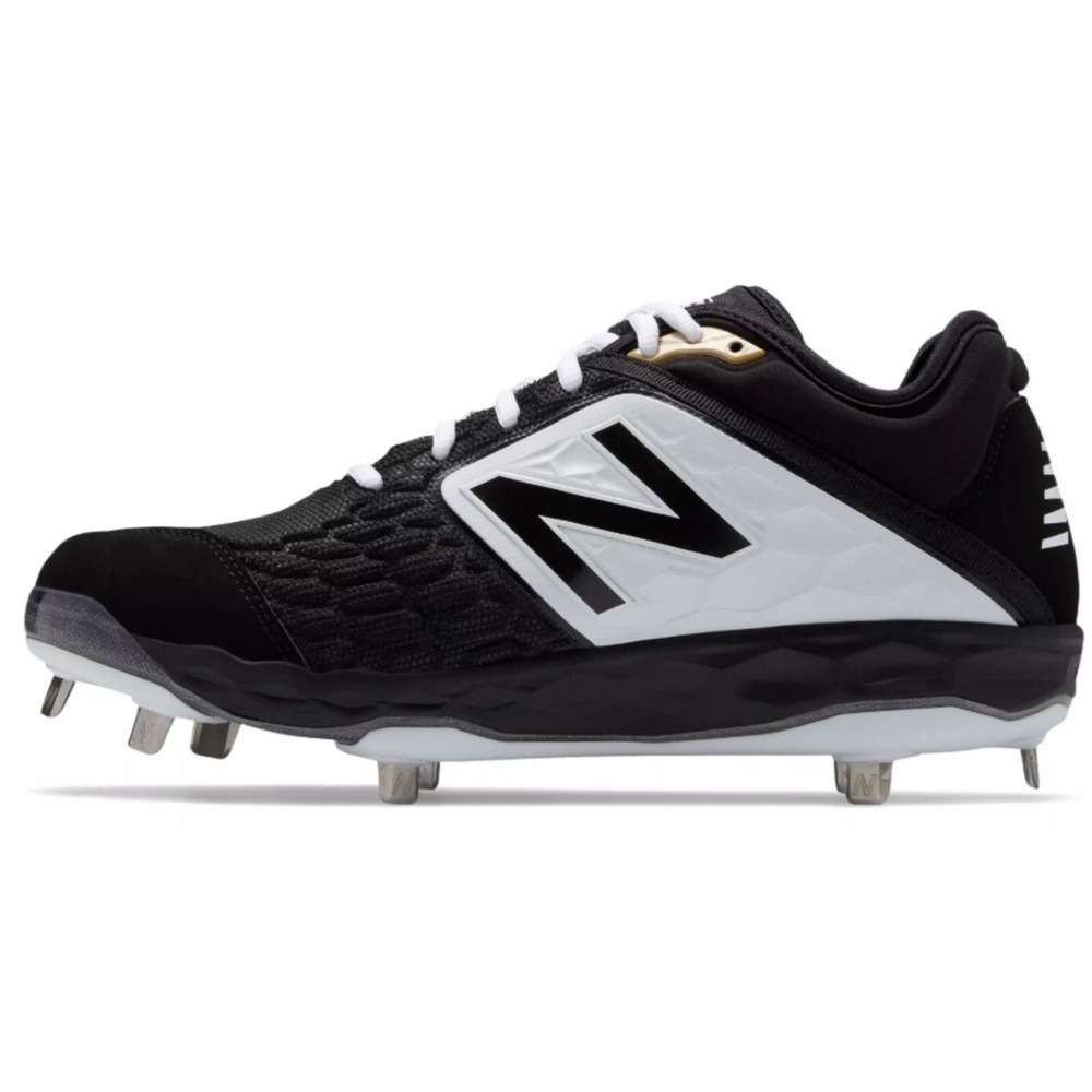 New Balance Mens Baseball Cleats L3000BK4 Low Cut Metal Spikes Black 16 2E